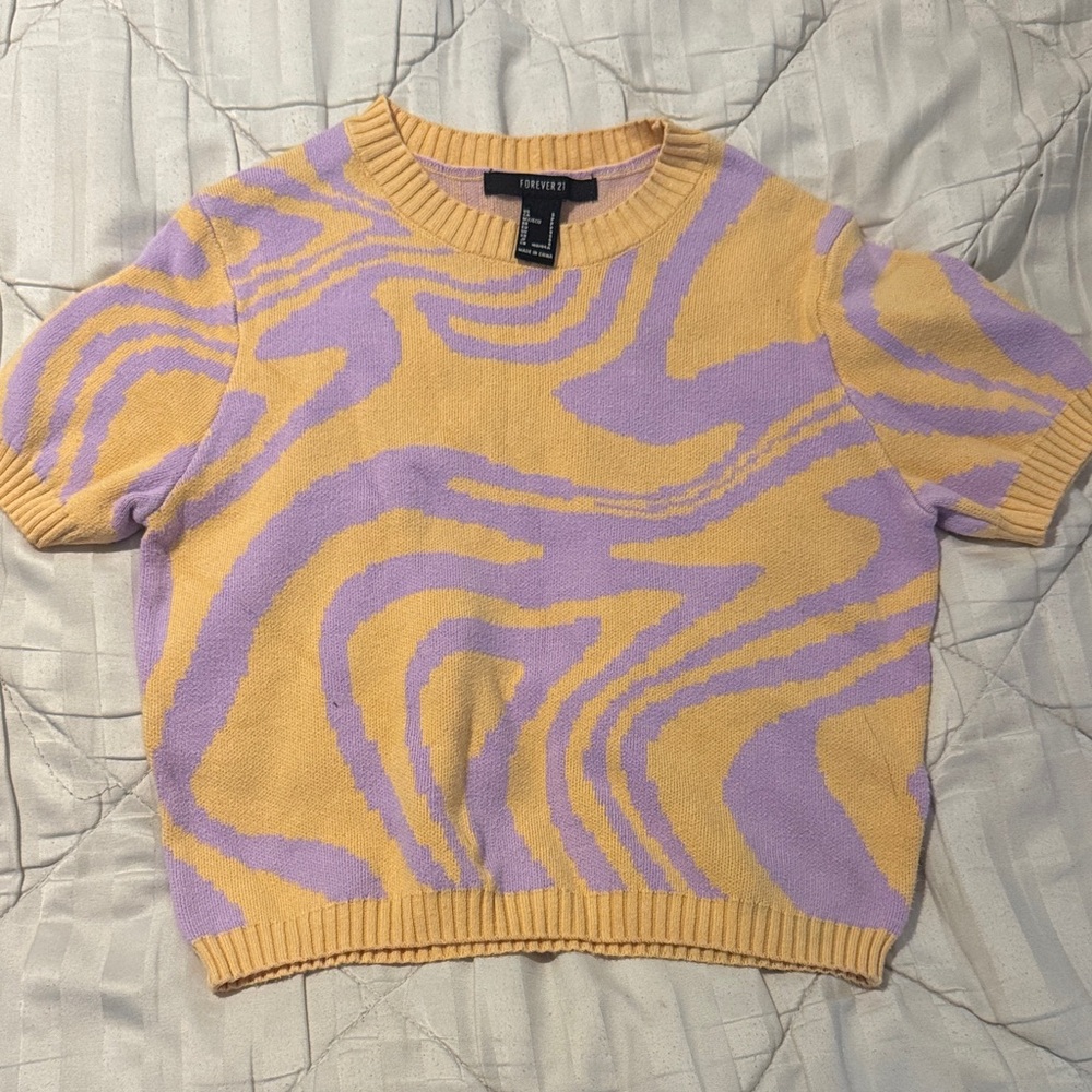 Forever 21 Lavender and Mustard Abstract Sweater